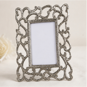 Cadre photo en métal argenté antique, style baroque orné de luxe, cadre photo en aluminium pour la décoration de la maison et les cadeaux de mariage - Product Image 1