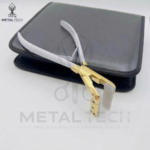 Gold <b>Titanium</b> Hair Extension Tape Press Pliers, White Coated Grip Handles, Perforated Head Frame, Silicone Cushion Clamp - Product Image 3
