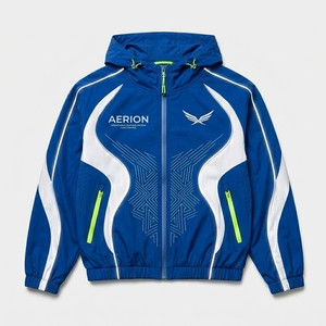 Custom Logo Unisex Hooded Windbreaker Jacket <b>Shorts</b> Set Polyester/Nylon Waterproof <b>Zip</b> Closure Elastic Waist Lightweight Summer - Product Image 2