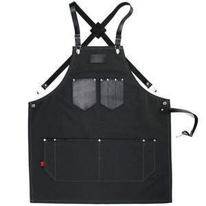Delantal de Barbero de Mezclilla con Correas de Cuero y Bolsillos, Delantal Profesional para Salón de Peluquería - Product Image 3
