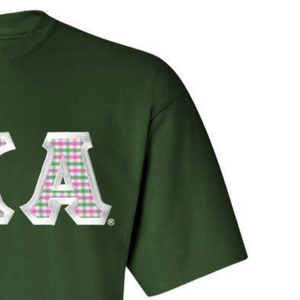 Camiseta AKA Personalizada de Sarga Verde y Rosa con Parche de Letras AKA Bordado, Unisex, Manga Corta, a la Moda - Product Image 2