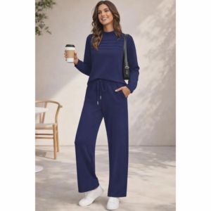 Ensemble décontracté 2 pièces pour femme : haut à manches longues et pantalon large avec cordon de serrage - Product Image 4