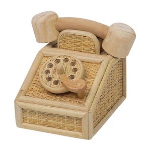 Juguetes educativos para niños, teléfono de juguete de mimbre y madera, juguetes de simulación para niños, de fábrica en Vietnam, gran venta. - Product Image 2