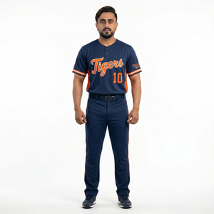 Maillot de baseball Henley en maille 100 % polyester de qualité supérieure à deux boutons, logo personnalisé, uniforme pour équipes universitaires, OEM - Product Image 1