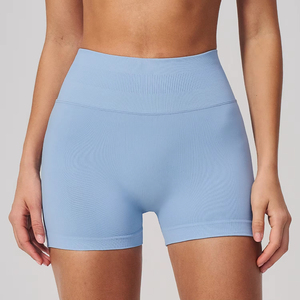 <b>Women's</b> Solid Color High <b>Waist</b> Sport <b>Shorts</b> Knitted Spandex Polyester Breathable Skinny Fit <b>Elastic</b> <b>Waist</b> - Product Image 5