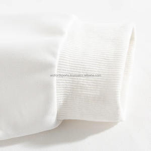 Jersey de cuello redondo a rayas bordado personalizado, ropa de calle informal, jersey de alta calidad, liso teñido de felpa en blanco - Product Image 2