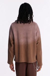 Sweat-shirt à col rond surdimensionné pour homme, pull en tricot marron uni, manches longues, style décontracté streetwear, fabricant OEM ODM - Product Image 2