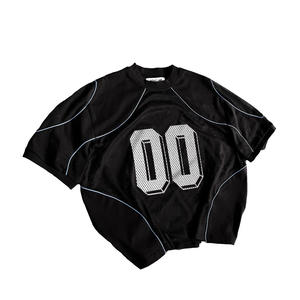 Camiseta Unisex de Manga Corta, Estilo Deportivo, Corte Holgado, 100% Poliéster, Malla Transpirable, Anti-Pilling, Estilo Vintage Casual - Product Image 2