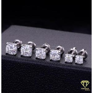 Pendientes de Diamantes Cuadrados Cultivados en Laboratorio de Primera Calidad, Plata de Ley 925, Colección de Joyería Fina - Product Image 4