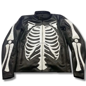 Unisex Handmade Sheepskin Leather Skeleton <b>Jacket</b> | Gothic Biker & <b>Punk</b> Bone Print Coat High-Volume Gothic & <b>Punk</b> Streetwear - Product Image 6