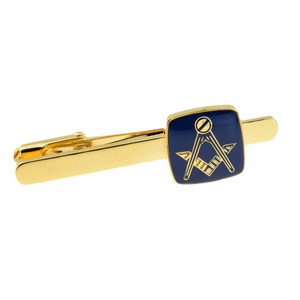 Pince à cravate maçonnique avec emblème équerre et compas, accessoire élégant pour homme, idée cadeau pour la Loge et la Fraternité, pour costume élégant - Product Image 1