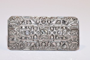 Broche décorée de diamants cultivés en laboratoire en or 18 carats, design antique Art Déco, broche en argent 925, broche unique pour femmes - Product Image 5