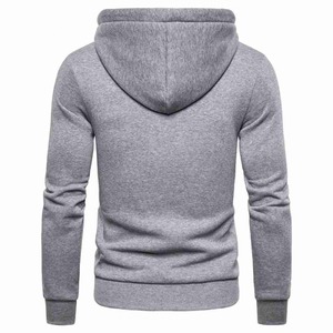 Sweat à capuche zippé en molleton de coton pour homme, broderie sur la capuche, motif uni, printemps automne, logo personnalisé OEM ODM - Product Image 2