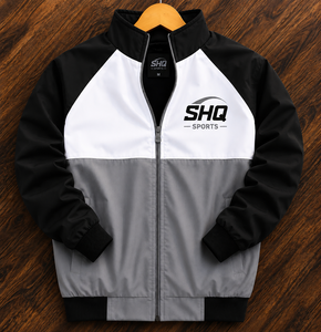 SHQ Sportliche Herren-Racerjacke, Farbblockierung, Reißverschluss vorne, winddicht, Polyester, Herbst, Stehkragen, normale Passform, Farbblockierung für Herren - Product Image 1