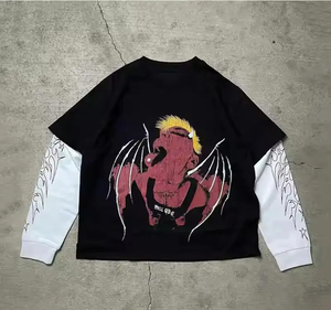 Camiseta Gráfica Premium Y2K, 300 GSM, Algodón Grueso, Oversize, Doble Capa, Manga Larga, Impresión Personalizada, Venta al Por Mayor - Product Image 1