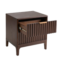 Table de chevet Miereta en bois d'acajou avec deux tiroirs, design moderne, idéale pour appartement, meuble de chambre à coucher