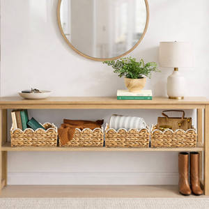 Cesta Plegable de Jacinto de Agua Natural, Forma Festoneada – Cesta de Almacenamiento Hecha a Mano, Proveedor de Vietnam - Product Image 6