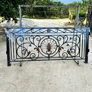 Custom Wrought Iron Stair Railing Handrail for Villa Modern Black Iron Rust Resistant Finish <b>Adjustable</b> Luxury Ornamental Design - Product Image 4