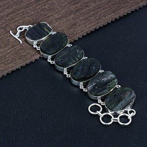 Black Tourmaline Druzy Bracelet 925 Sterling <b>Silver</b> Boho Handmade Gemstone Jewelry Statement Gift For <b>Women</b> - Product Image 5