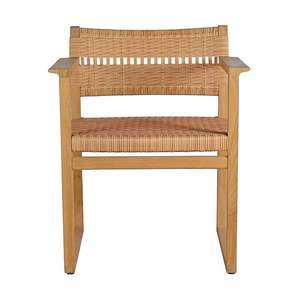 Sillón de comedor de madera de teca de alta calidad con asiento de ratán sintético, mobiliario escandinavo para proyectos de cafeterías y venta al por menor - Product Image 2