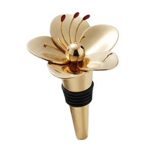 Accesorios para Bebidas, Tapón de Botella al por Mayor, Tapón de Botella de Metal de Acero, Tapones de Vino de Metal con Acabado Dorado y Diseño Floral - Product Image 5