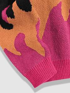 Suéter Oversize para Hombre, Estilo Y2K, Gráfico de Llamas, Cuello Redondo, Tejido de Punto, Unisex, Informal - Product Image 5