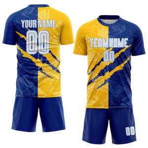 Maillots de football personnalisés respirants, anti-bactériens, protection UV, 100 % polyester, kits d'entraînement de football, sublimation OEM - Product Image 1