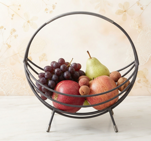 Elegant Metal <b>Storage</b> <b>Baskets</b> <b>Black</b> Coated <b>Storage</b> Fruit Bowl <b>with</b> Wire <b>Basket</b> Stand For Tabletop Display - Product Image 1