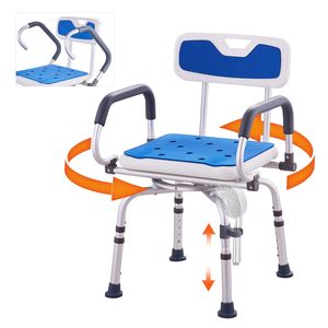 Sedia da Doccia Girevole a 360 Gradi Resistente, Sedile Regolabile con Braccioli Girevoli Antiscivolo per Vasche e Docce - Product Image 2