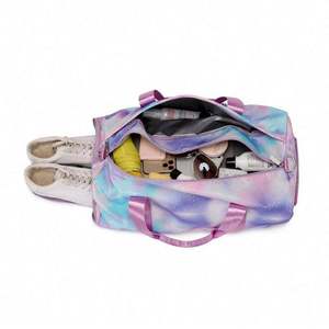 Bolsa de lona con estampado Galaxy, bolsa de poliéster para deporte, fitness, viajes y gimnasio con cierre de cremallera y asas rosas - Product Image 2