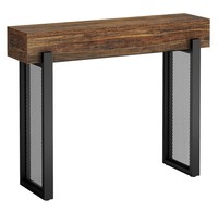 Table console industrielle en bois avec base en métal, meuble moderne pour entrée et salon