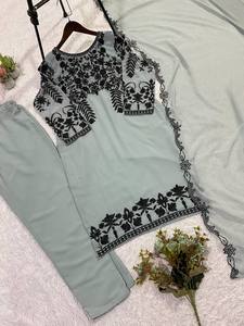 Wear Our Fox Sequenced Embroidery Worked <b>Top</b> Pant with Dupatta Set-Party Wear Wrinkle-Free Stretchable All Seasons - Product Image 5