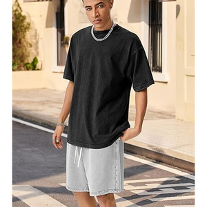 2025 Summer High Quality Streetwear 230 GSM 100% Cotton Solid Knitted Blank Oversized Acid Washed Vintage T-Shirt for Men - Product Image 5