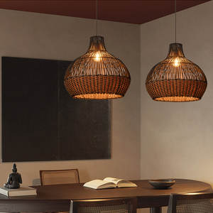 Lampe à suspension en rotin simple DreamCraft avec bordure Origine Vietnam - Product Image 3