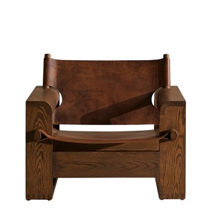 Fauteuil d'appoint en bois massif fait main, cuir marron, chaise longue, fauteuil rétro moderne, canapé de salon, fauteuil de détente 1 place - Gabe - Product Image 6