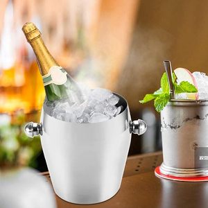 Seau à glace en acier inoxydable robuste à double paroi isolant pour vin, champagne et cocktails – Idéal pour bars, hôtels et usage domestique - Product Image 1