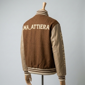 Veste Bomber Homme Marron en Cuir avec Manches en Cuir et Corps en Polaire, Broderie Personnalisée, OEM ODM Vente en Gros - Product Image 3