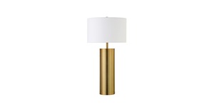 Lámpara de Mesa LED Moderna con Acabado de Latón, Pantalla de Tela Blanca, Alimentación por CC, Lámpara de Pie para Dormitorio, Hogar u Hotel - Product Image 2