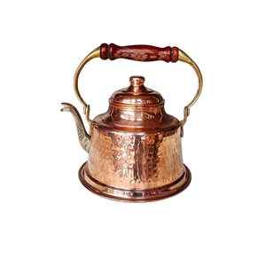 Bouilloire en cuivre martelé de luxe avec poignée en bois artistique pour faire bouillir du thé, du café, de l'eau et pour la décoration de la maison - Product Image 2