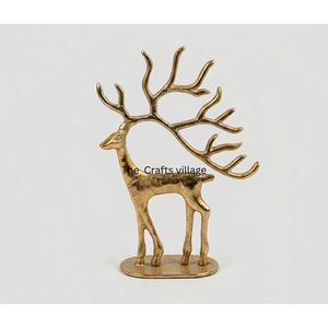 Festive <b>Large</b> Reindeer Sculpture Gold Metal Christmas Decor Nordic Style Deer Figurine Modern Tabletop <b>Ornament</b> Holiday Gift - Product Image 3