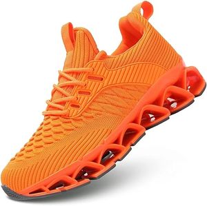 Zapatillas deportivas lisas de malla con cordones naranjas para entrenamiento deportivo, calzado de color sólido, elegante, con soporte acolchado, botas para senderismo y excursiones. - Product Image 4