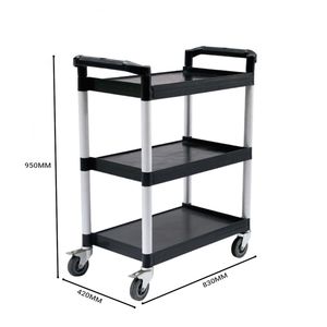 Carrito Utilitario de PVC y Metal Negro de 3 Niveles, Resistente, para Almacenamiento en el Hogar y la Oficina, y Organización de Alimentos - Product Image 5