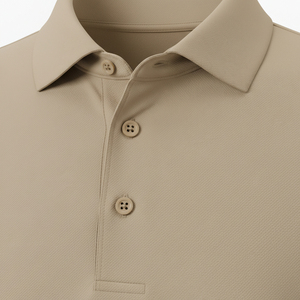 Polo de Manga Corta Beige para Hombre, Diseño Premium 2026, Color Sólido, Botones, Corte Regular Informal, Tejido Oxford - Product Image 6