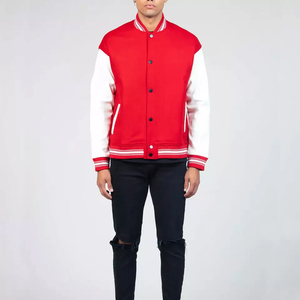 OEM Custom Men's Vintage Baseball <b>Leather</b> Varsity <b>Jacket</b> with Stand Collar and Chenille Patch High Street Style for <b>Winter</b> - Product Image 4