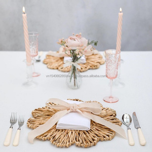 Set of Bohemian Water Hyacinth Floral <b>Placemats</b> Handmade Natural Woven Straw Charger Plates <b>Dining</b> <b>Table</b> Mats Wall Decoration - Product Image 3