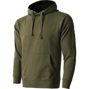 Sweat-shirt à capuche vert olive pour homme, coupe classique, couleur unie, décontracté, pour l'automne, en polaire, avec poche - Product Image 1