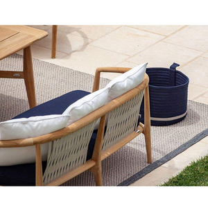 Sofá de Jardín de 3 Plazas con Respaldo de Ratán, Estructura de Madera y Cojines para Patio, Villa u Hotel - Product Image 5