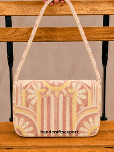 Custom Handmade Embroidery Seed Bead Shoulder Bag | Women's Beaded Flap Crossbody Purse Magnetic Closure Satin Lining <b>Handbag</b> - Product Image 2