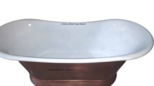 Bañera Independiente de Cobre Esmaltado Blanco, Metálica y Delicada, 100% Cobre, Hecha a Mano, Ovalada, Blanca, Estilo Antiguo DM-267 - Product Image 4