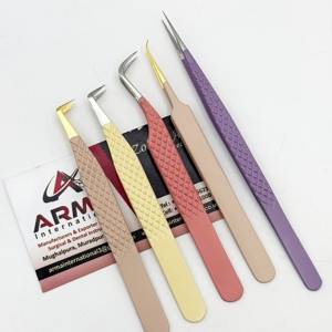 Pince à cils personnalisée en acier inoxydable durable, à 90 degrés, pour extensions de cils volume, pointe fine avec logo - Product Image 5